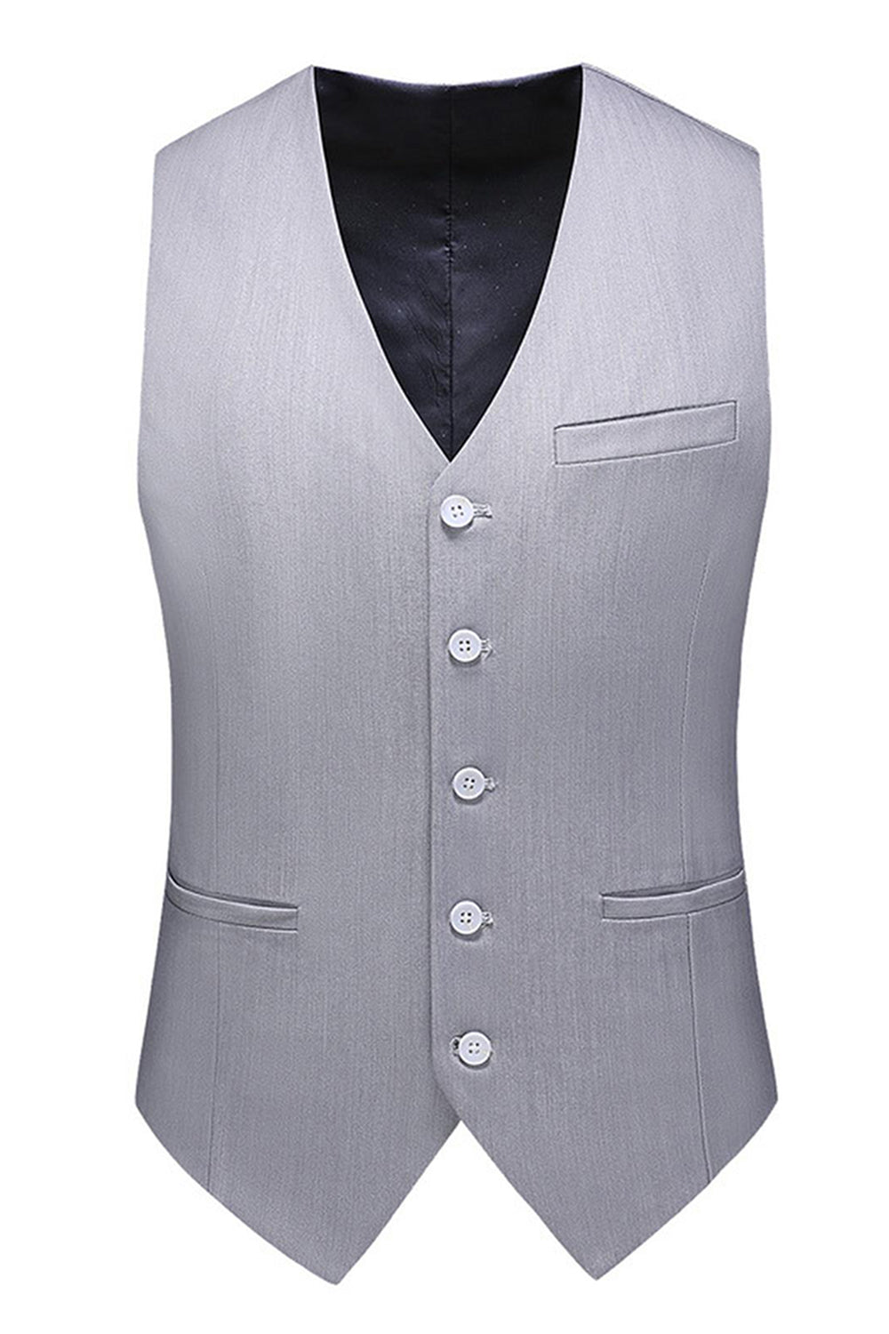 Gris claro 3 piezas Solapa con muesca Trajes formales para hombre