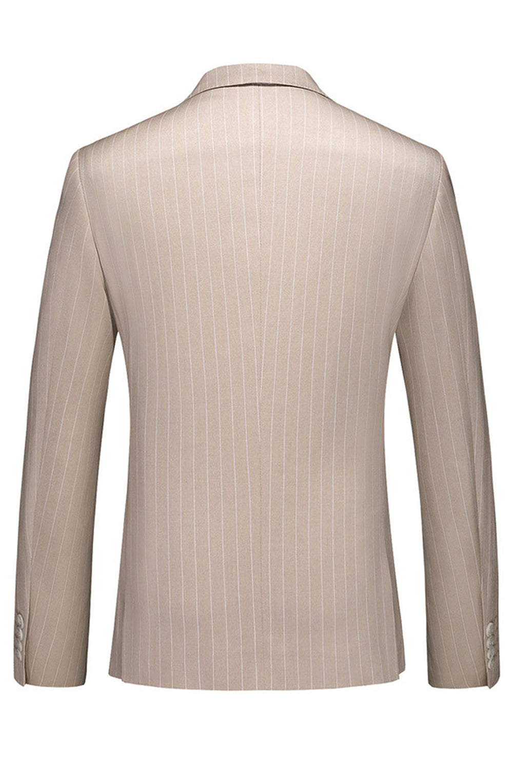 Trajes formales para hombre con solapa de muesca a rayas caqui de 3 piezas