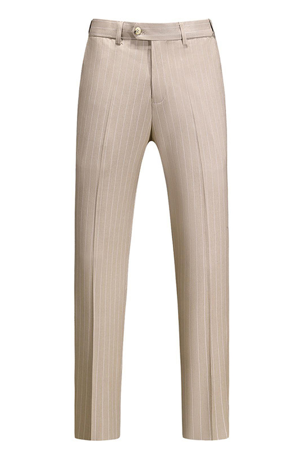 Trajes formales para hombre con solapa de muesca a rayas caqui de 3 piezas