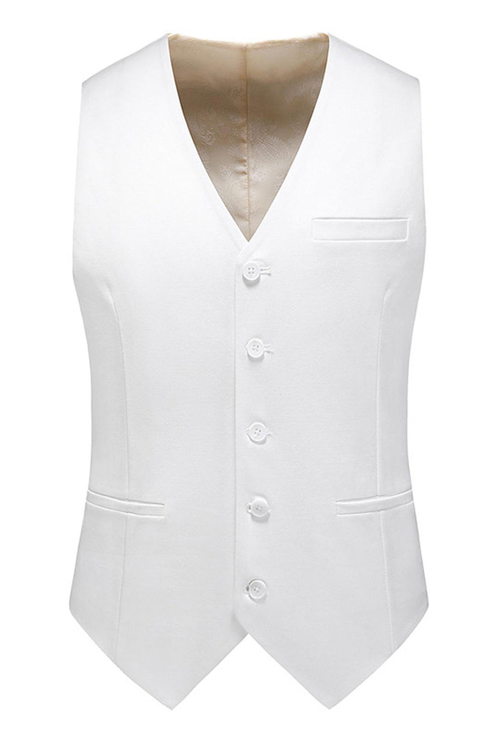 Trajes de novio blancos de 3 piezas con solapa de chal para hombre