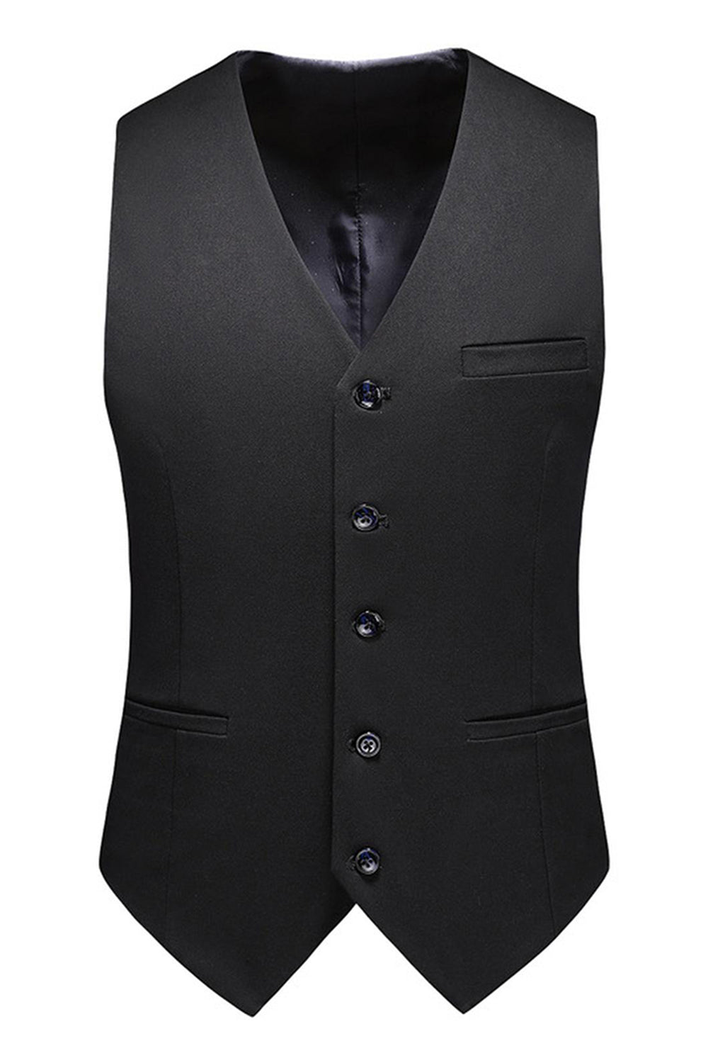 Solapa de pico negro 3 piezas Trajes de fiesta de satén para hombre