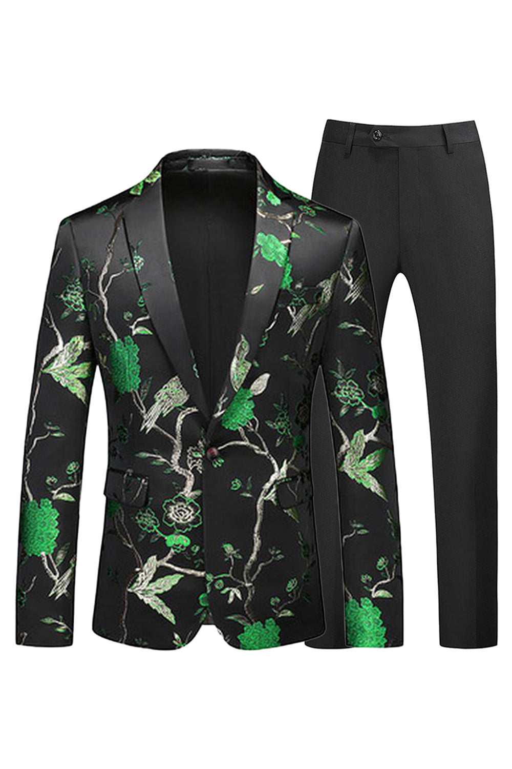 Trajes de fiesta para hombre de 2 piezas con solapa con muesca azul y negro