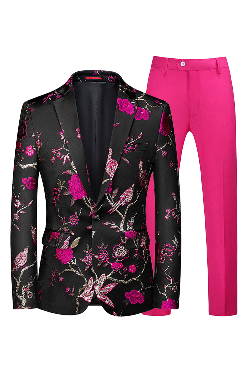 Trajes de fiesta para hombre de 2 piezas con solapa con muesca azul y negro