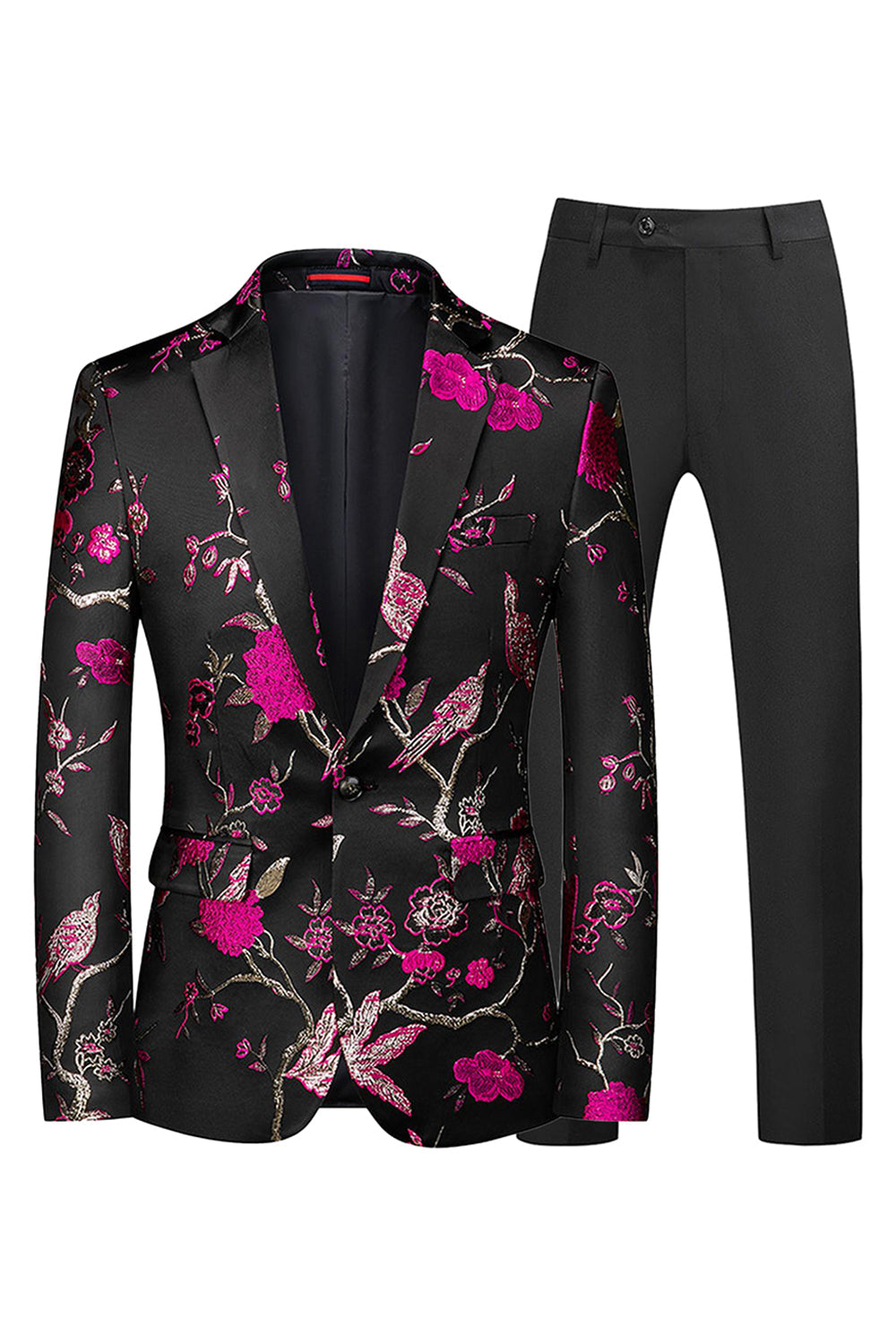 Trajes de fiesta para hombre de 2 piezas con solapa con muesca azul y negro