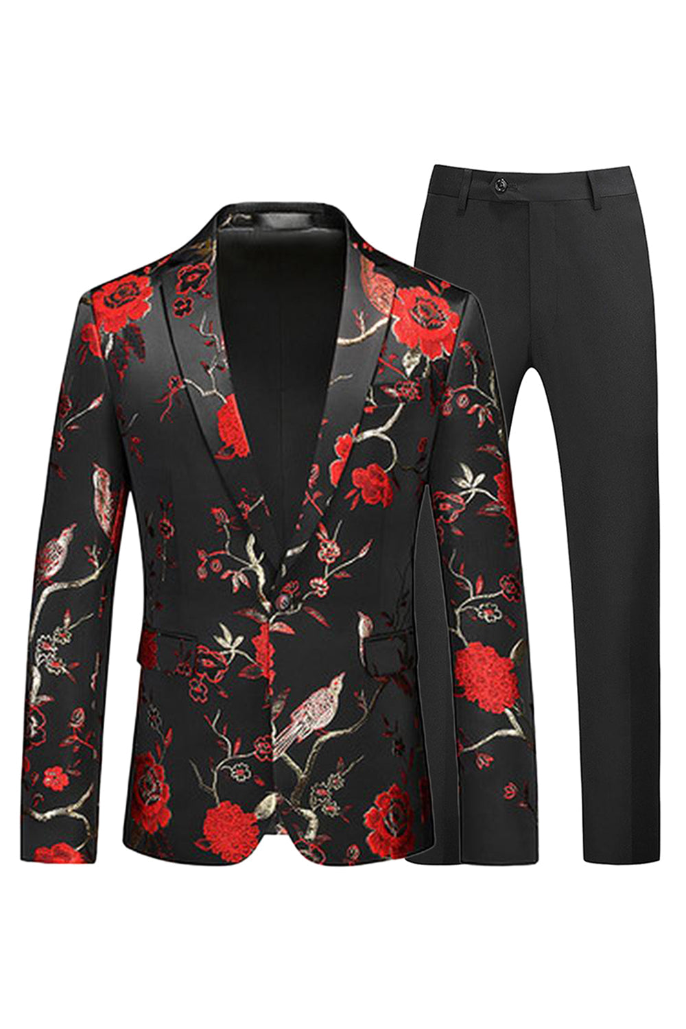 Trajes de fiesta para hombre de 2 piezas con solapa con muesca azul y negro