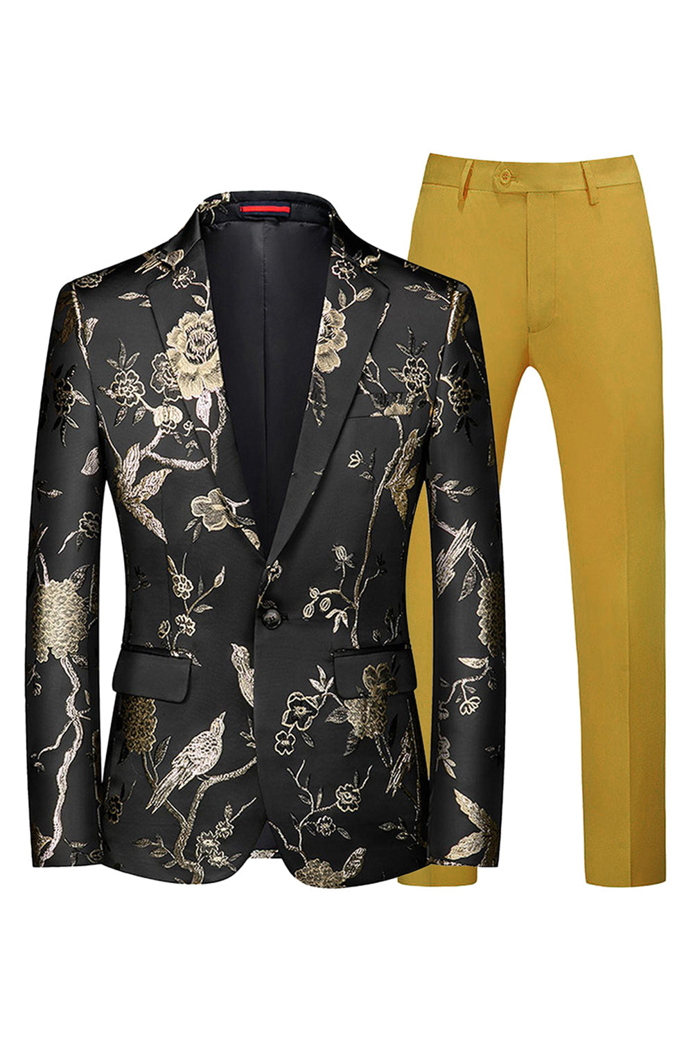 Trajes de fiesta para hombre de 2 piezas con solapa con muesca azul y negro