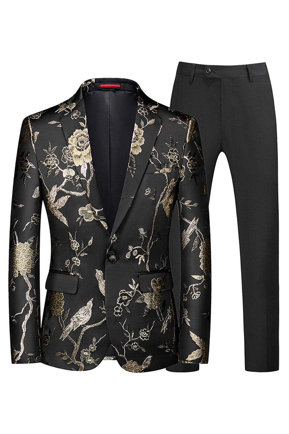 Trajes de fiesta para hombre de 2 piezas con solapa con muesca azul y negro