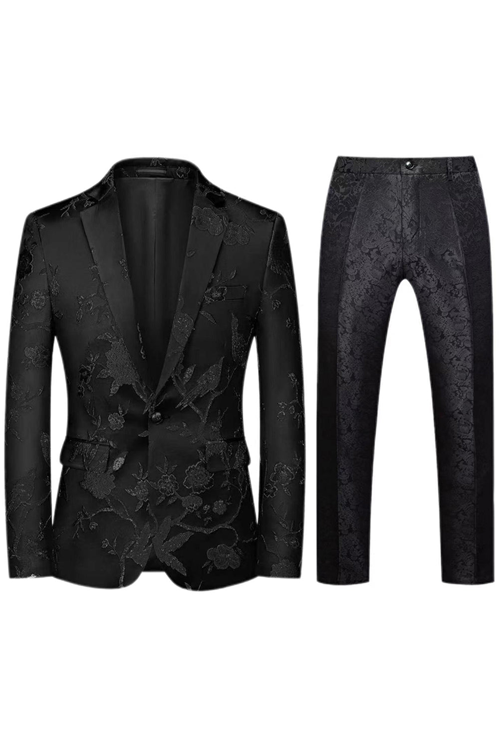 Solapa con muesca Jacquard de un solo pecho 2 Piezas Morado Trajes de fiesta para hombre