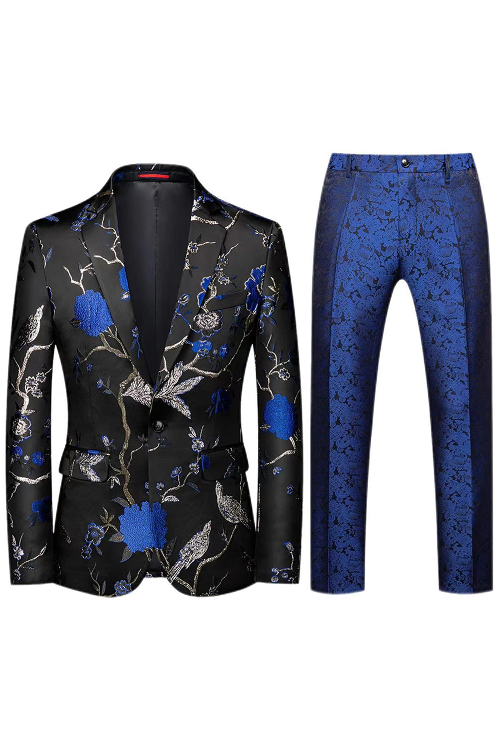 Solapa con muesca Jacquard de un solo pecho 2 Piezas Morado Trajes de fiesta para hombre