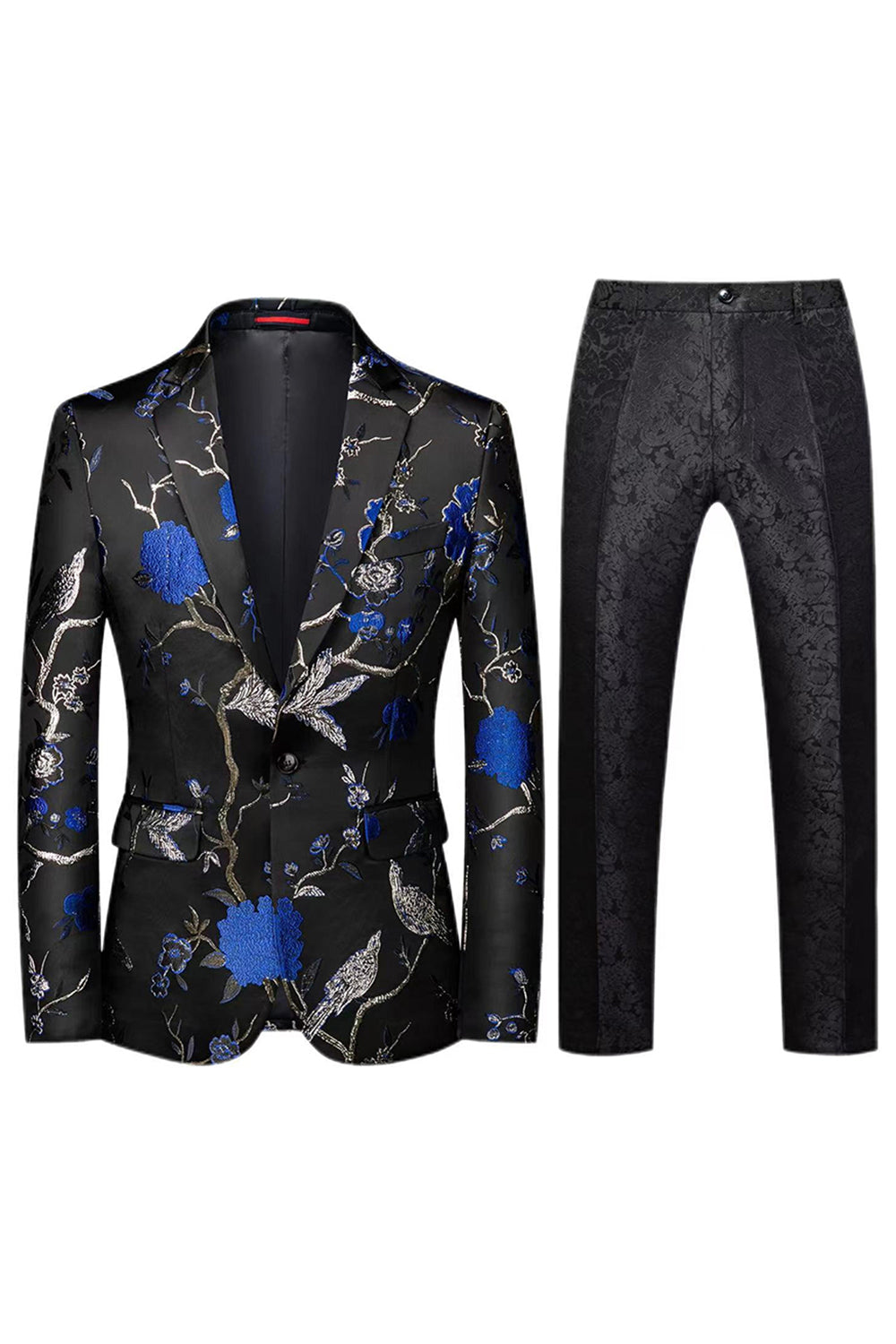 Solapa con muesca Jacquard de un solo pecho 2 Piezas Morado Trajes de fiesta para hombre