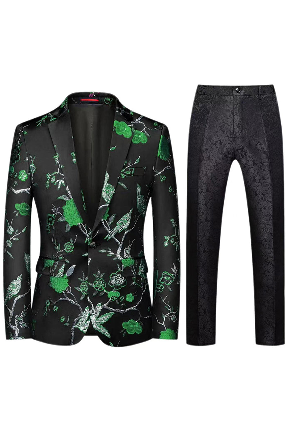 Solapa con muesca Jacquard de un solo pecho 2 Piezas Morado Trajes de fiesta para hombre