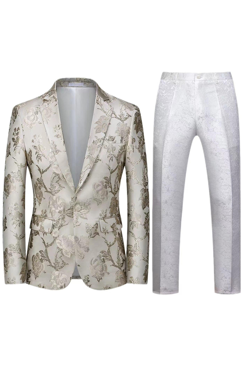 Solapa con muesca Jacquard de un solo pecho 2 Piezas Morado Trajes de fiesta para hombre