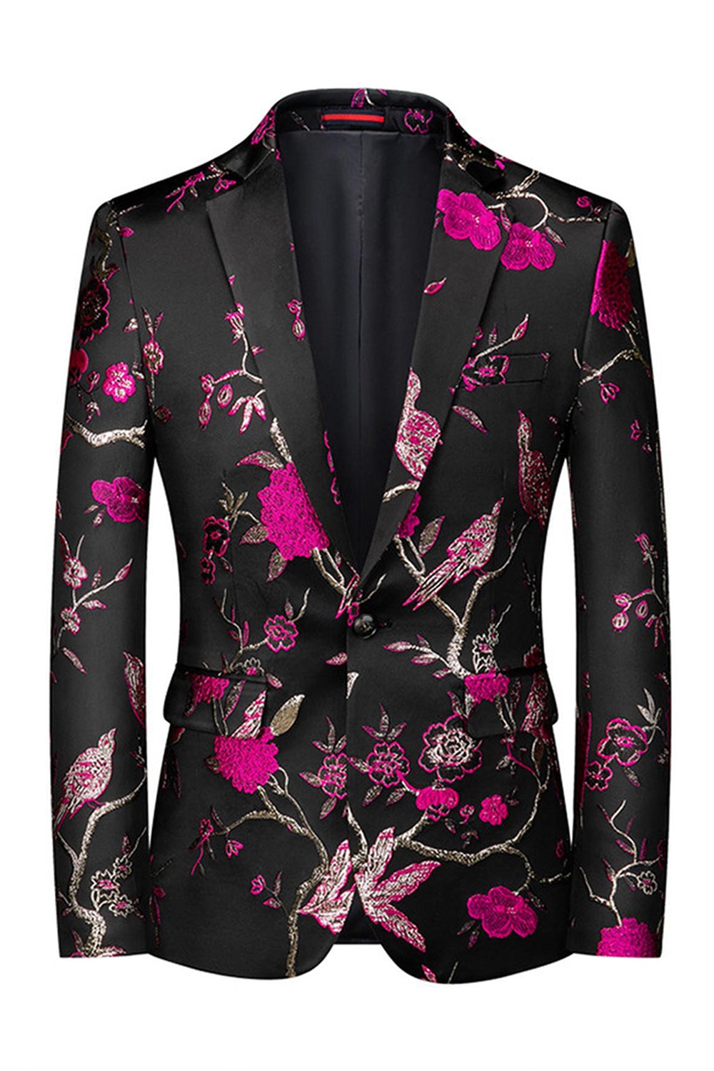 Solapa con muesca Jacquard de un solo pecho 2 Piezas Morado Trajes de fiesta para hombre