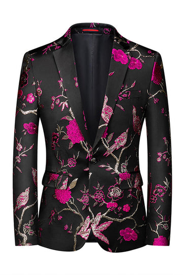 Solapa con muesca Jacquard de un solo pecho 2 Piezas Morado Trajes de fiesta para hombre