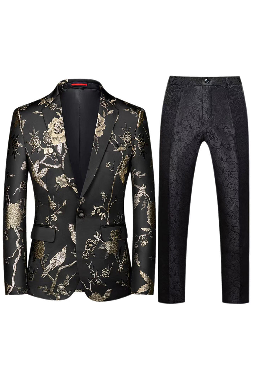 Solapa con muesca Jacquard de un solo pecho 2 Piezas Morado Trajes de fiesta para hombre