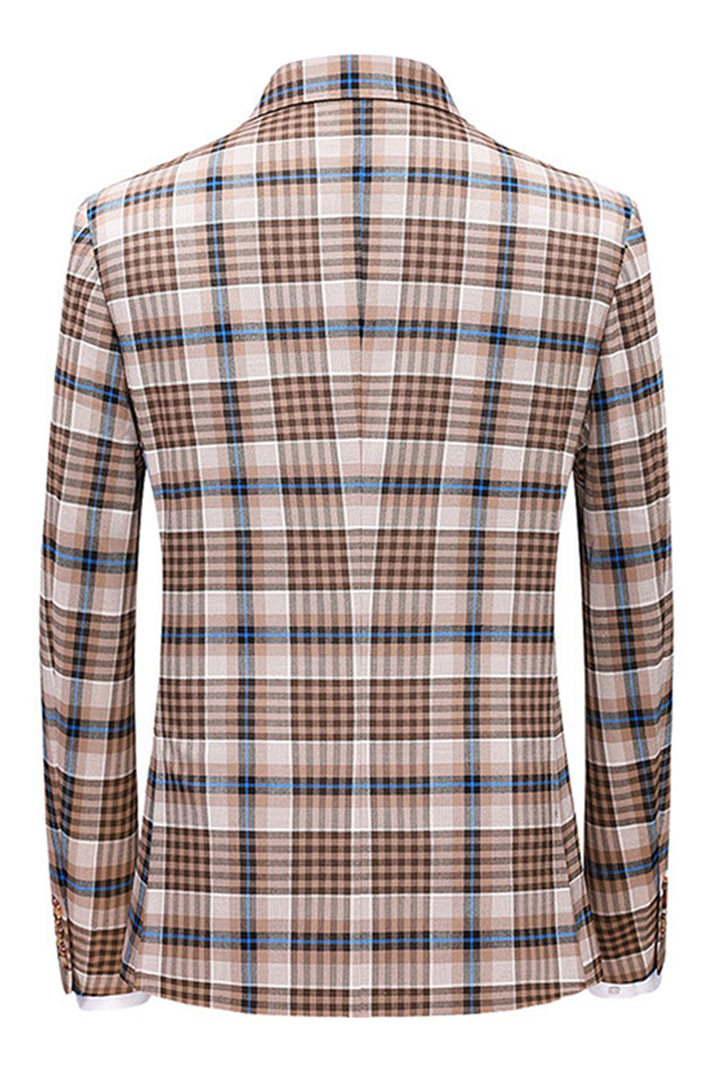 Trajes de hombre de rejilla azul negro de 2 piezas con solapa de pico vintage