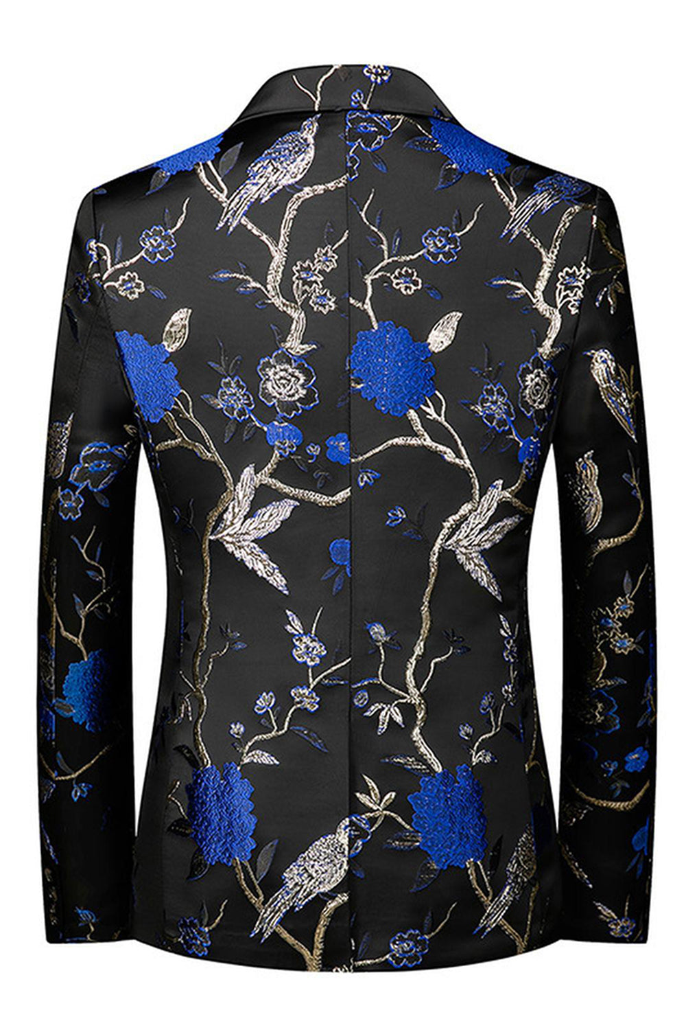 Solapa de muesca azul Trajes de fiesta de jacquard de 3 piezas para hombre