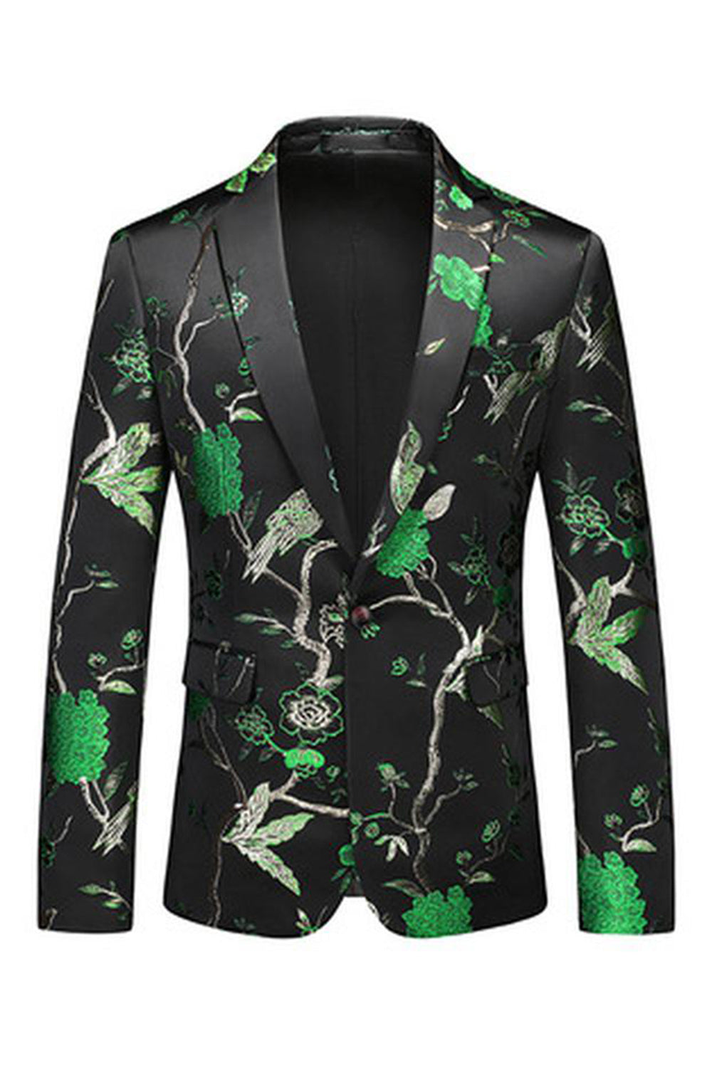 Solapa de muesca azul Trajes de fiesta de jacquard de 3 piezas para hombre