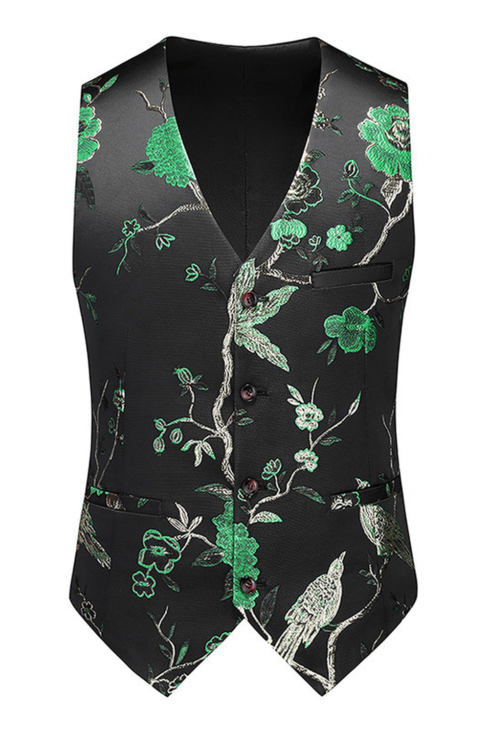 Solapa de muesca azul Trajes de fiesta de jacquard de 3 piezas para hombre