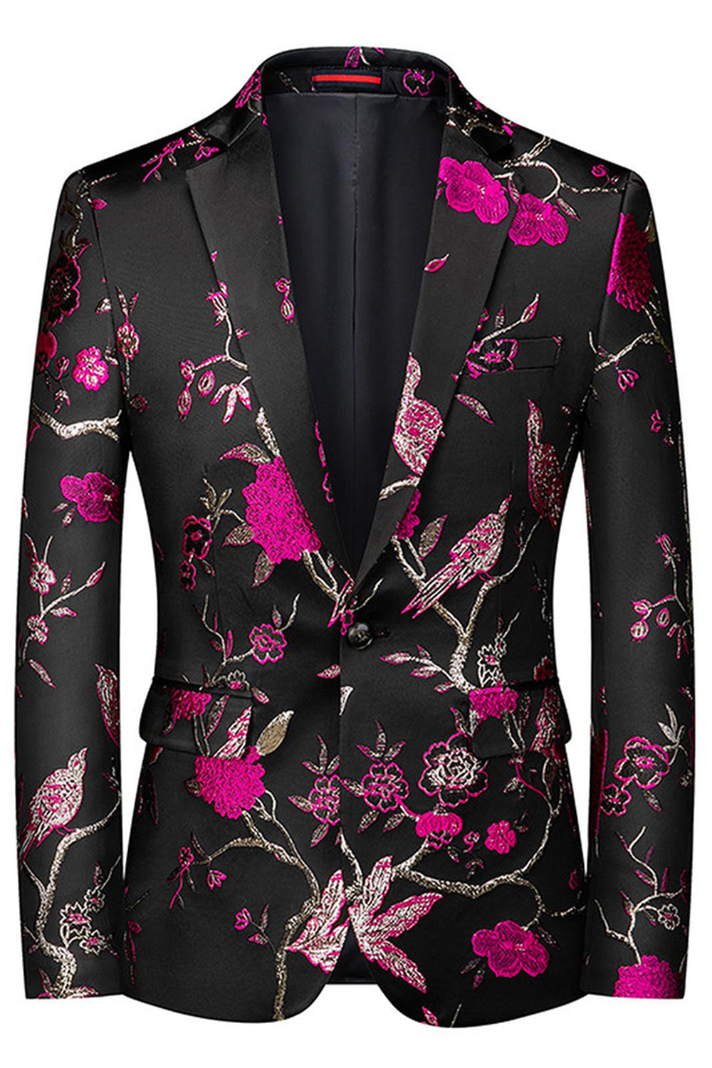 Solapa de muesca azul Trajes de fiesta de jacquard de 3 piezas para hombre