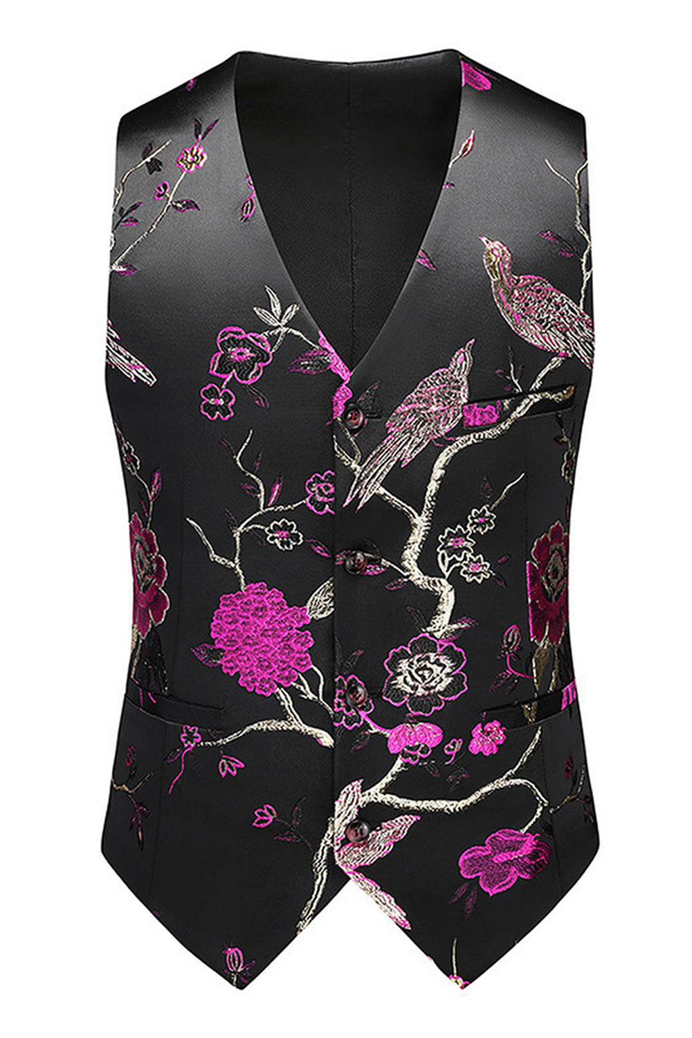 Solapa de muesca azul Trajes de fiesta de jacquard de 3 piezas para hombre