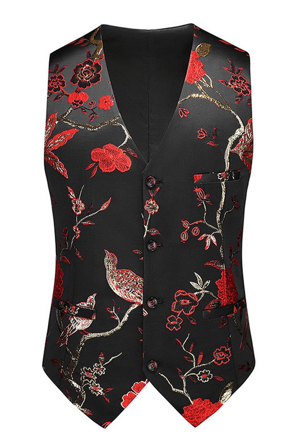 Solapa de muesca azul Trajes de fiesta de jacquard de 3 piezas para hombre