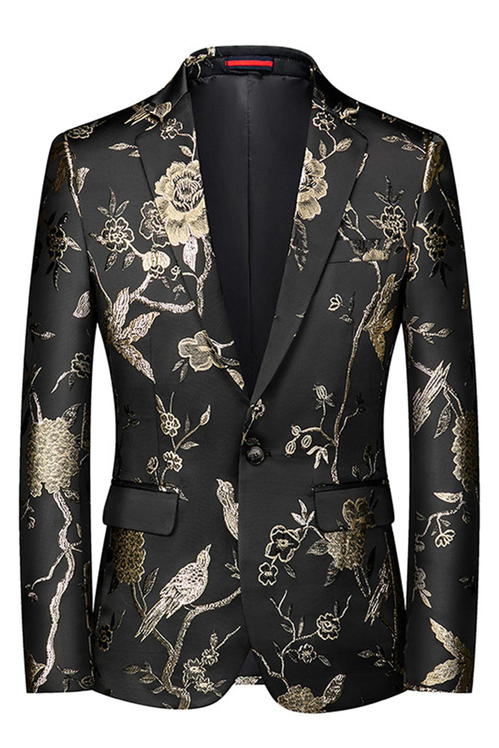 Solapa de muesca azul Trajes de fiesta de jacquard de 3 piezas para hombre