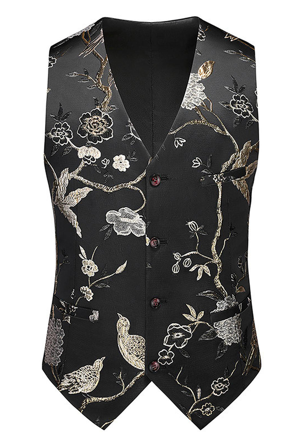 Solapa de muesca azul Trajes de fiesta de jacquard de 3 piezas para hombre