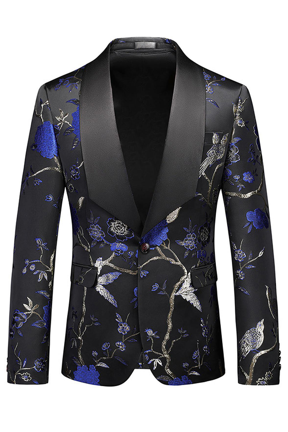 Chal morado Solapa Jacquard 3 piezas Trajes de fiesta para hombre