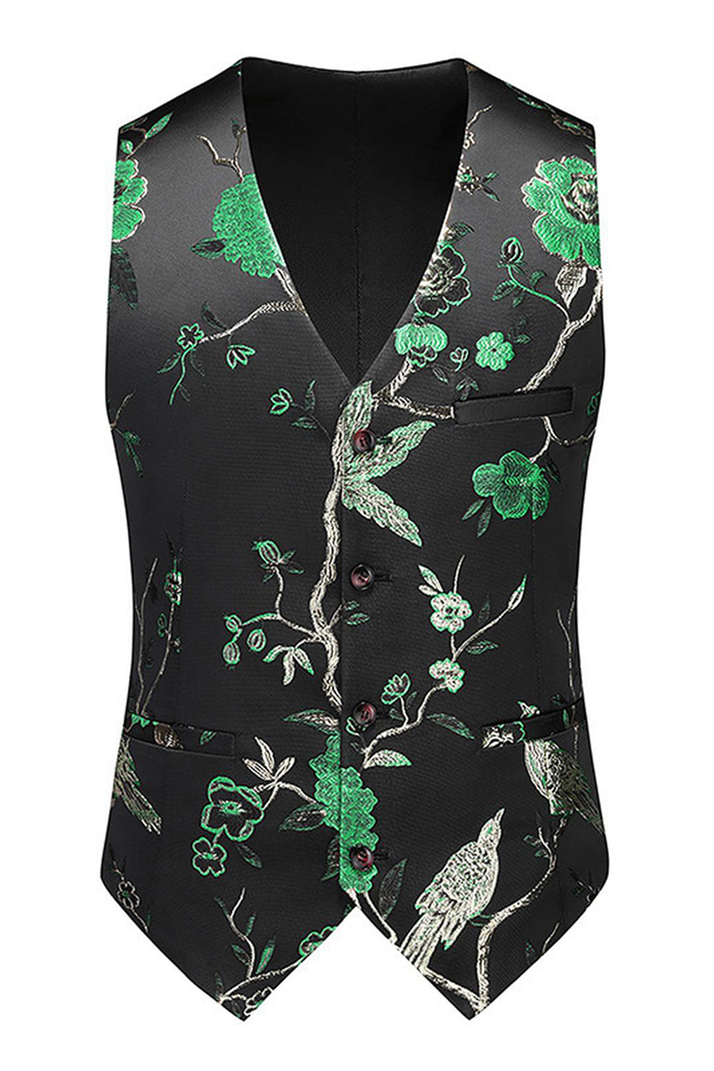 Chal morado Solapa Jacquard 3 piezas Trajes de fiesta para hombre