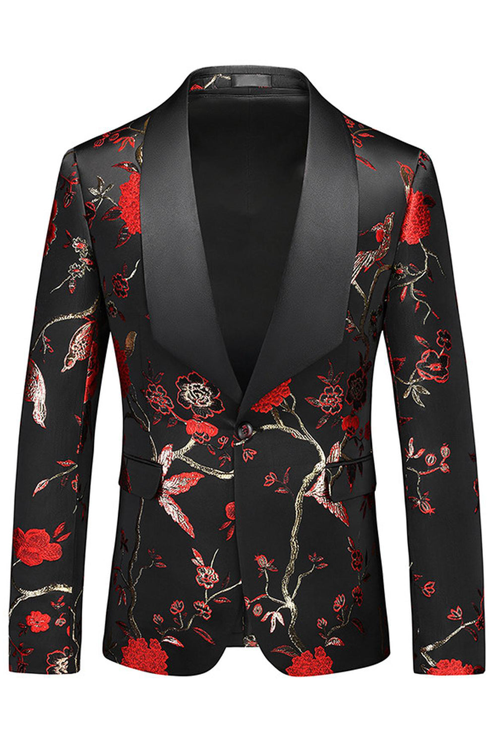 Chal morado Solapa Jacquard 3 piezas Trajes de fiesta para hombre