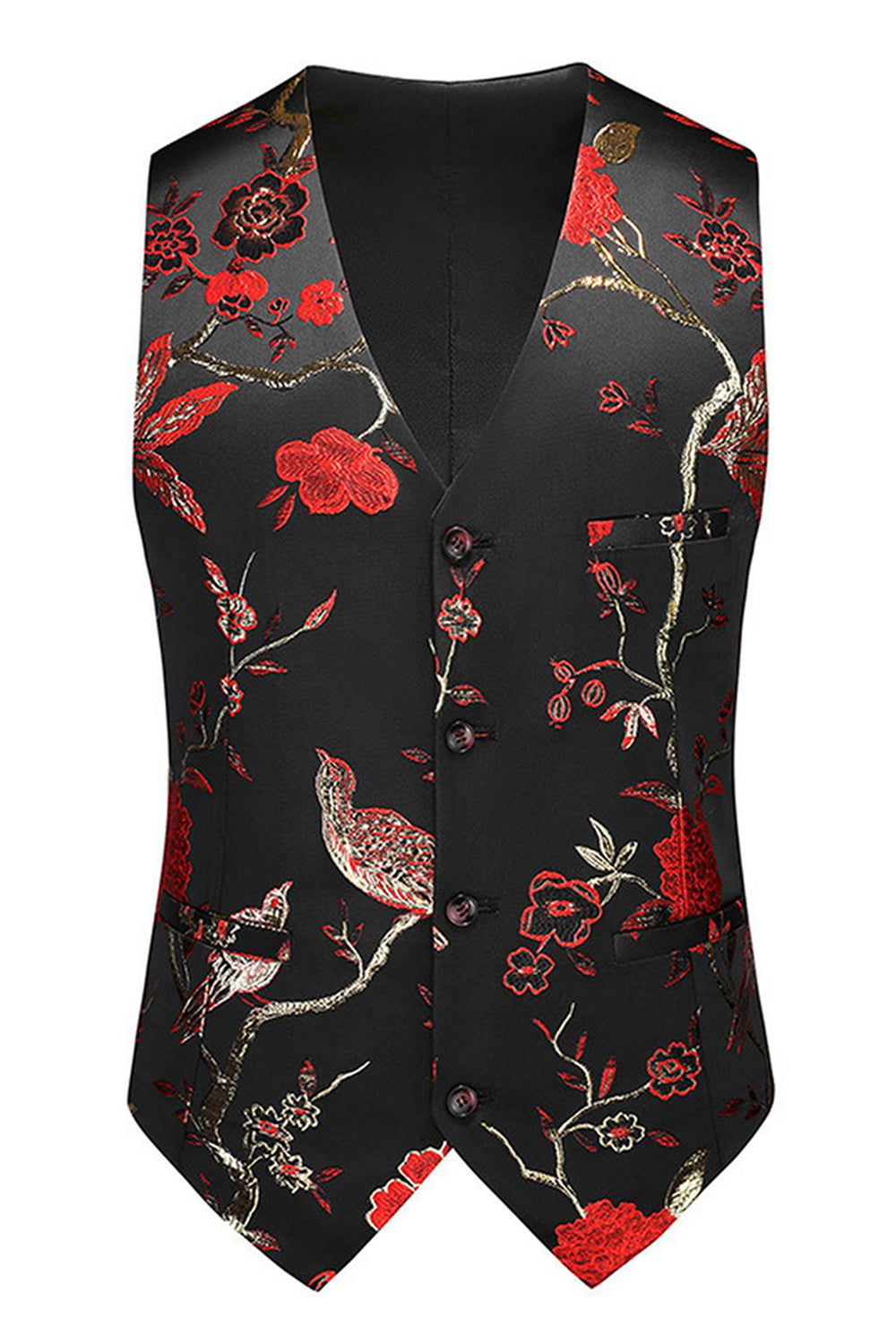 Chal morado Solapa Jacquard 3 piezas Trajes de fiesta para hombre