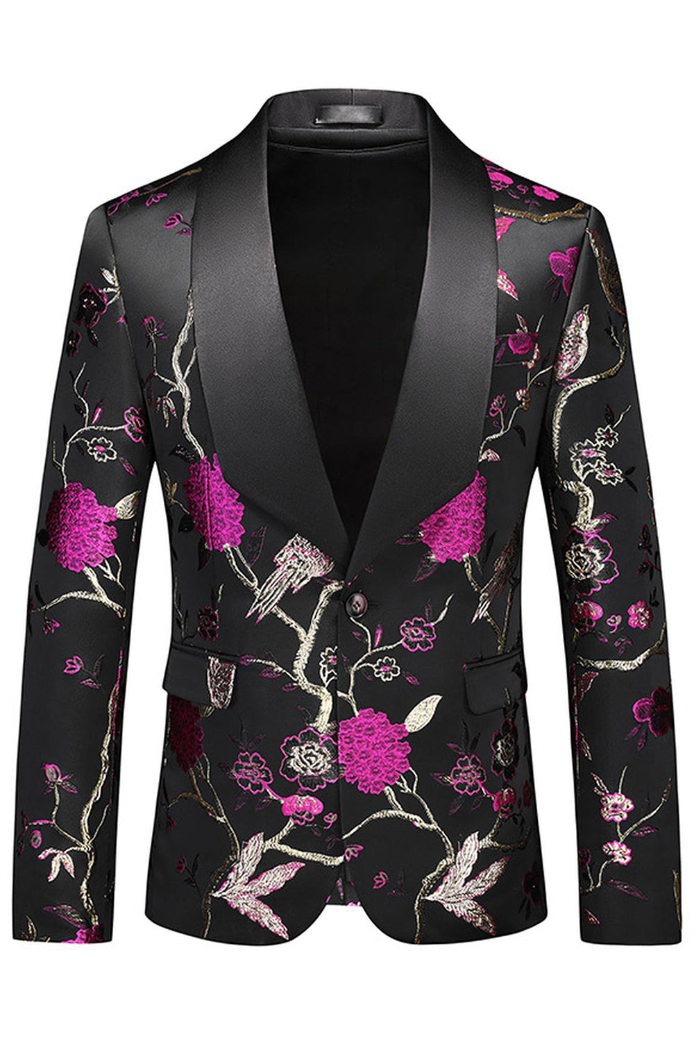 Chal morado Solapa Jacquard 3 piezas Trajes de fiesta para hombre