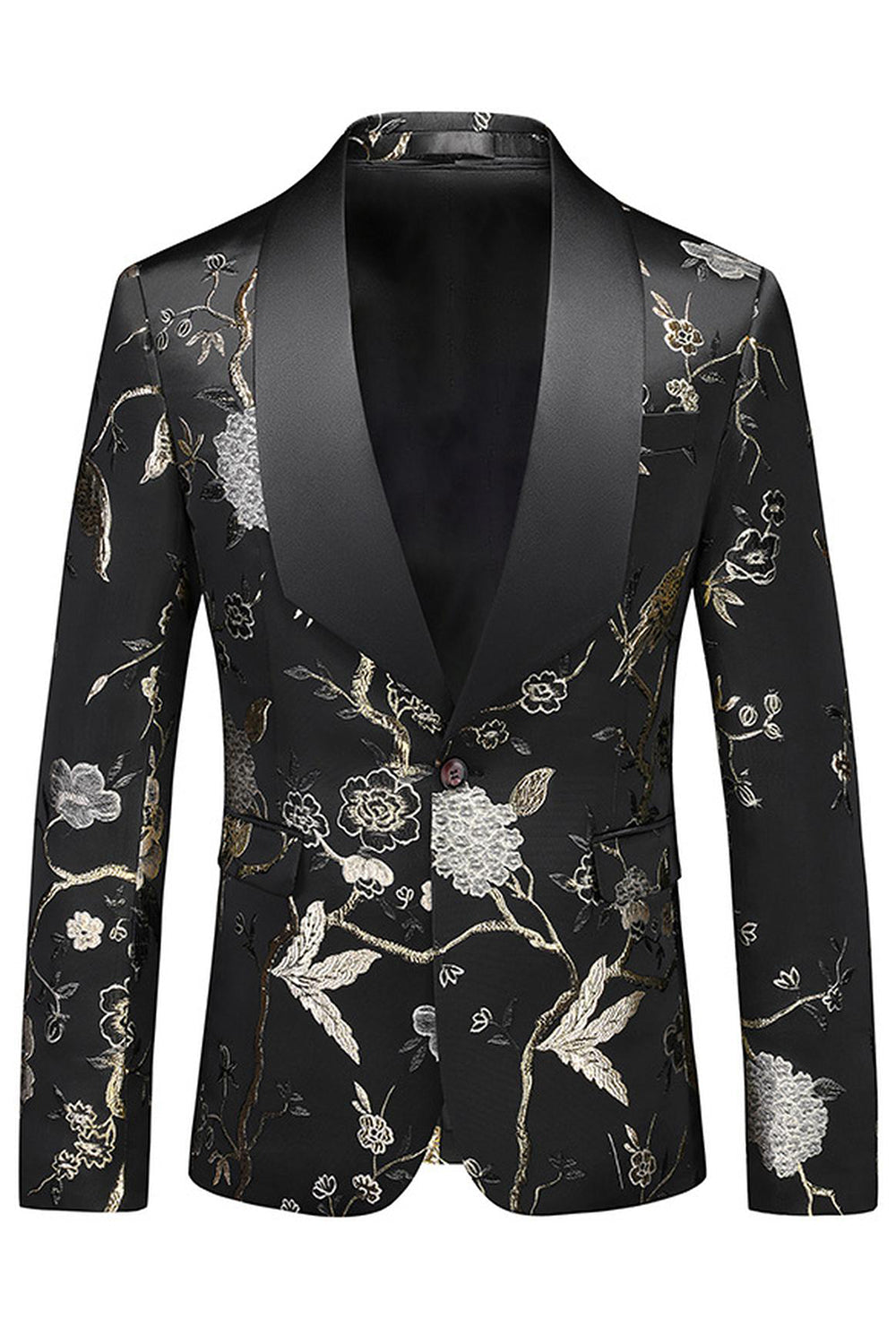 Chal morado Solapa Jacquard 3 piezas Trajes de fiesta para hombre