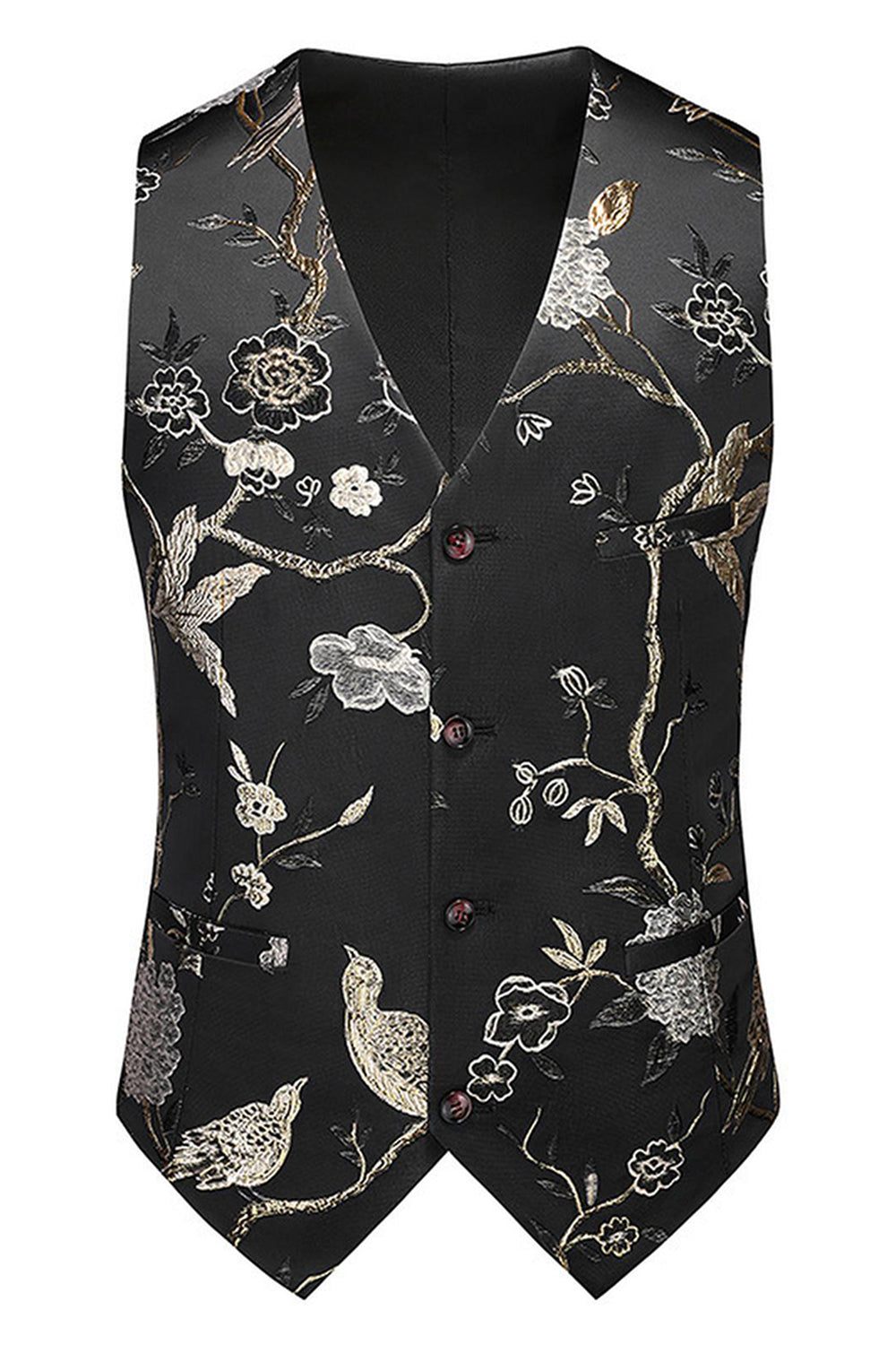 Chal morado Solapa Jacquard 3 piezas Trajes de fiesta para hombre