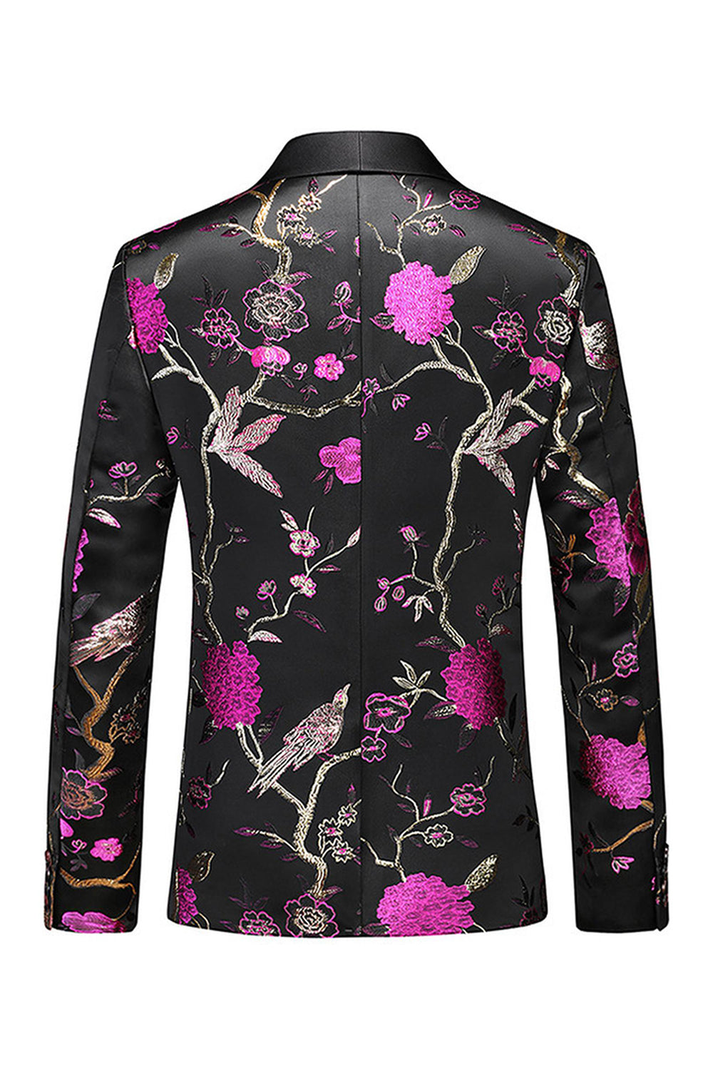 Chal morado Solapa Jacquard 3 piezas Trajes de fiesta para hombre