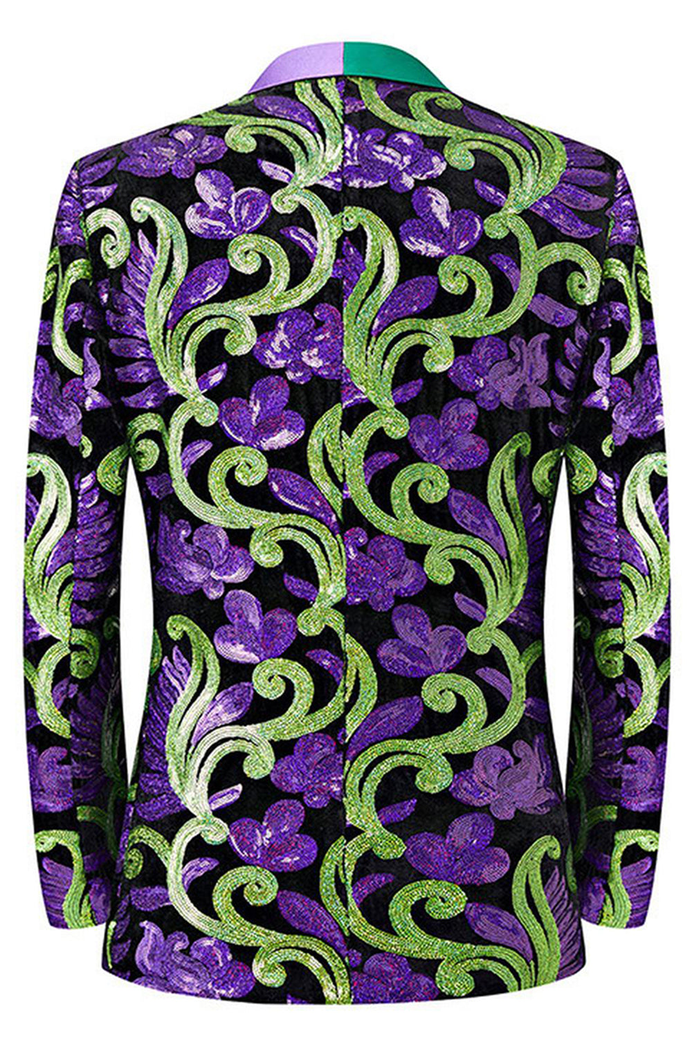 Chal de jacquard verde de 2 piezas con solapa para hombres Trajes de fiesta