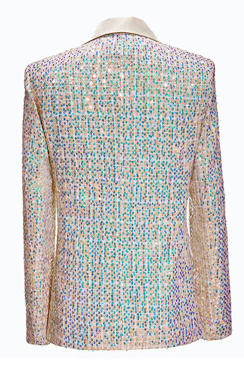 Trajes de fiesta para hombre de 2 piezas con solapa con muescas de champán brillante con lentejuelas