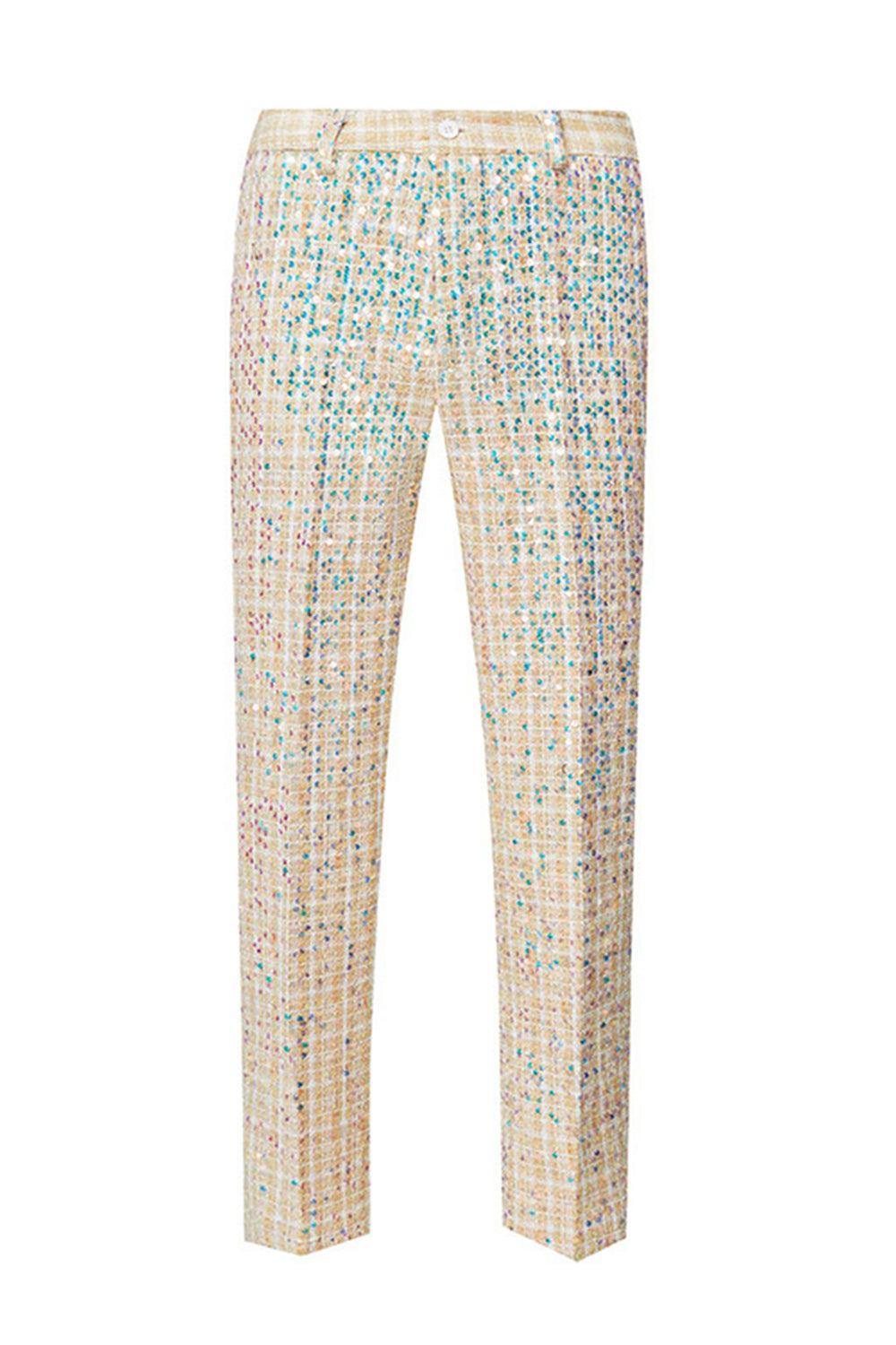 Trajes de fiesta para hombre de 2 piezas con solapa con muescas de champán brillante con lentejuelas