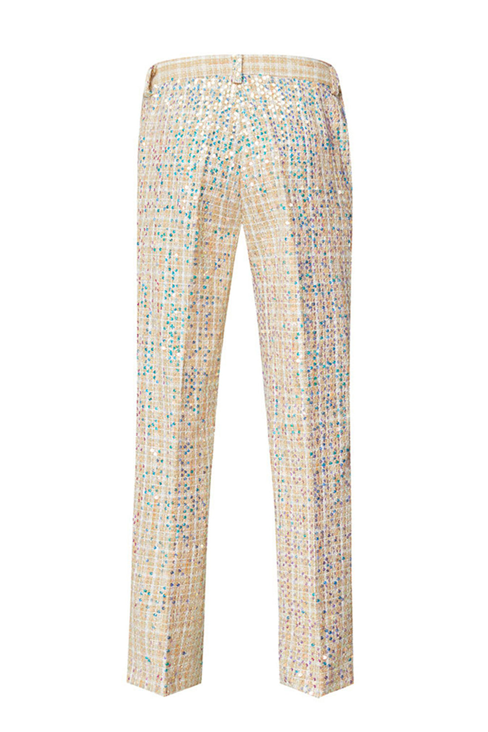 Trajes de fiesta para hombre de 2 piezas con solapa con muescas de champán brillante con lentejuelas