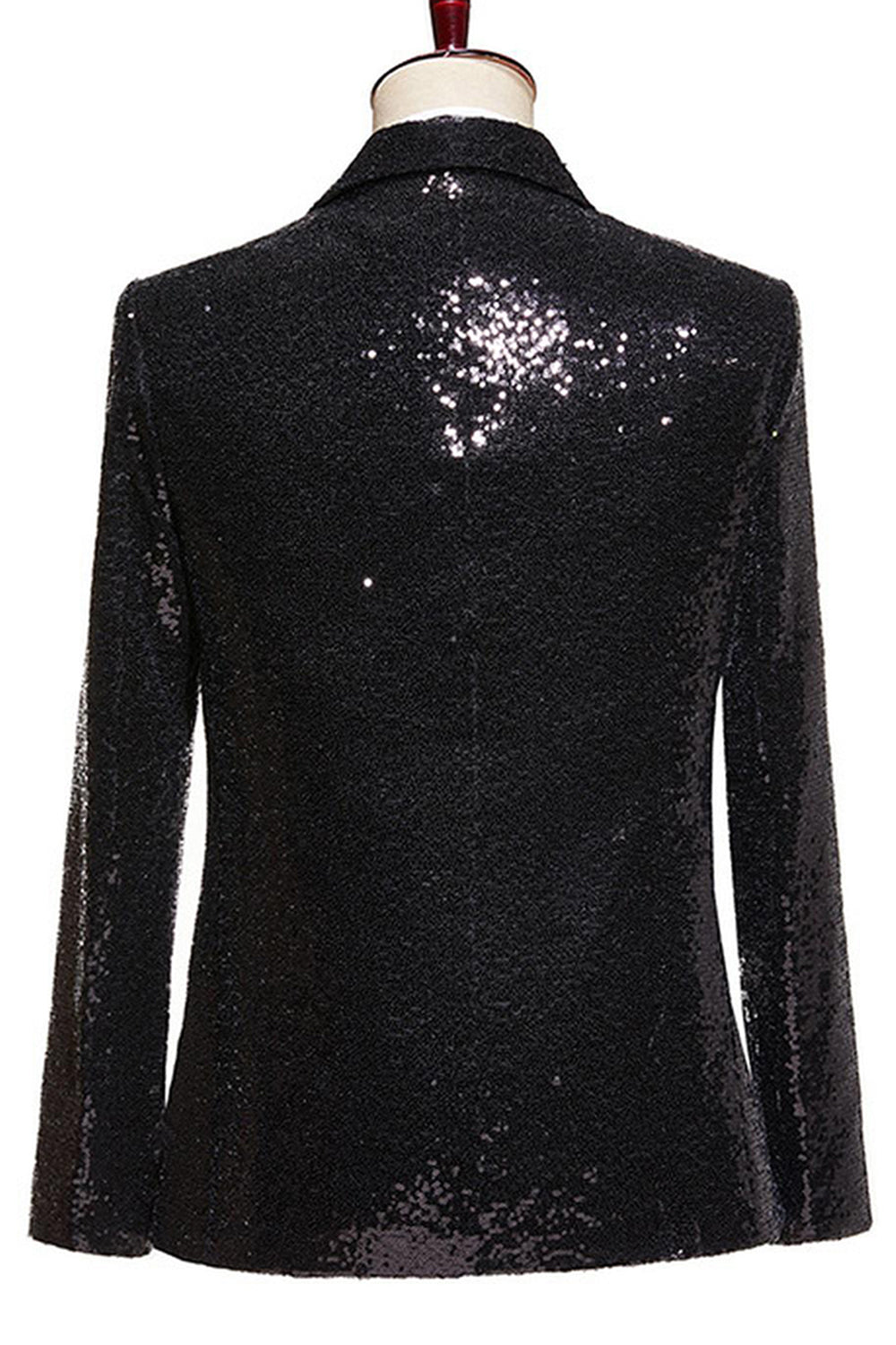 Trajes de fiesta para hombre con solapa de pico de 2 piezas de lentejuelas negras