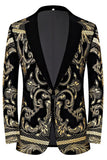 Trajes de fiesta de 2 piezas con solapa con muescas de jacquard dorado para hombre