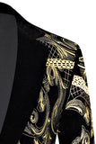 Trajes de fiesta de 2 piezas con solapa con muescas de jacquard dorado para hombre