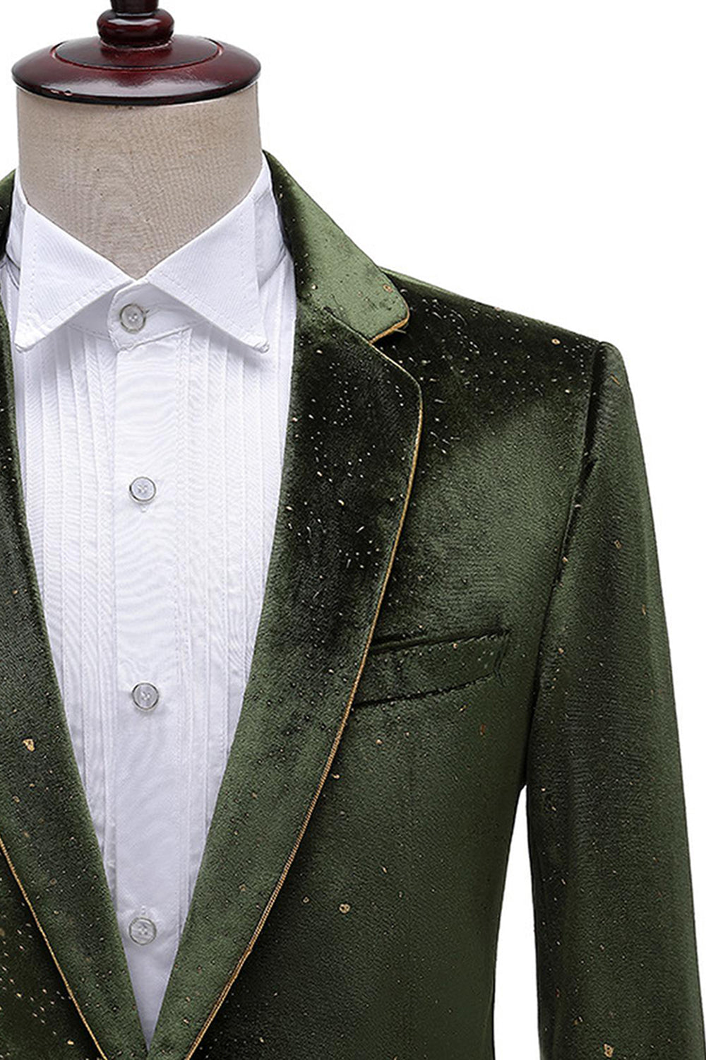 Traje de Graduación para Hombre de 2 Piezas con Solapa con Muescas Verde Purpurina