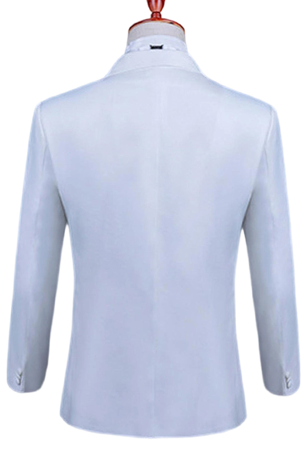 Traje de Fiesta para Hombres de 2 Piezas con Solapa de Chal Blanco con Cuentas