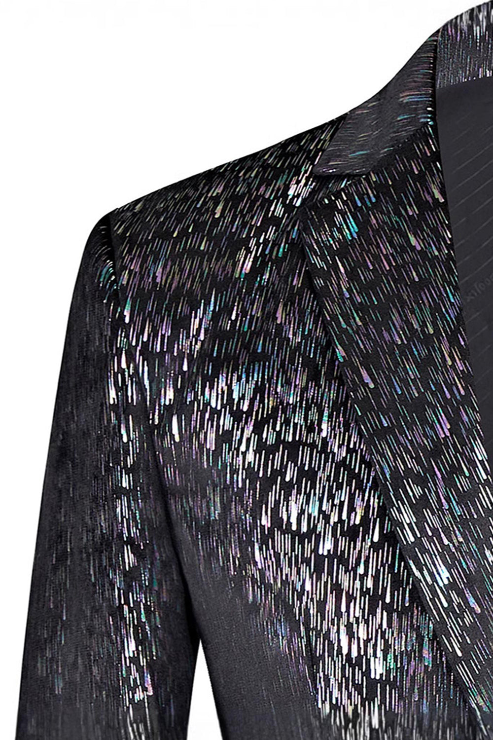 Traje de Graduación para Hombre de 2 Piezas con Solapa con Muescas Negras Brillantes con Flor 3D