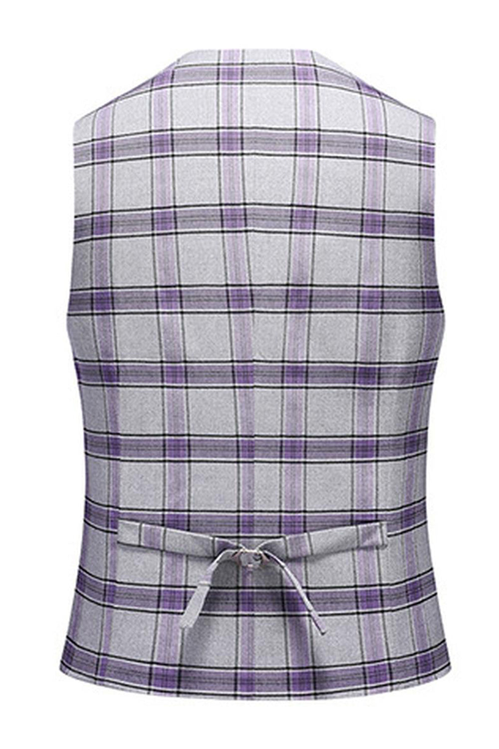 Trajes de fiesta para hombre con solapa de muesca a rayas púrpura grisáceo de 3 piezas