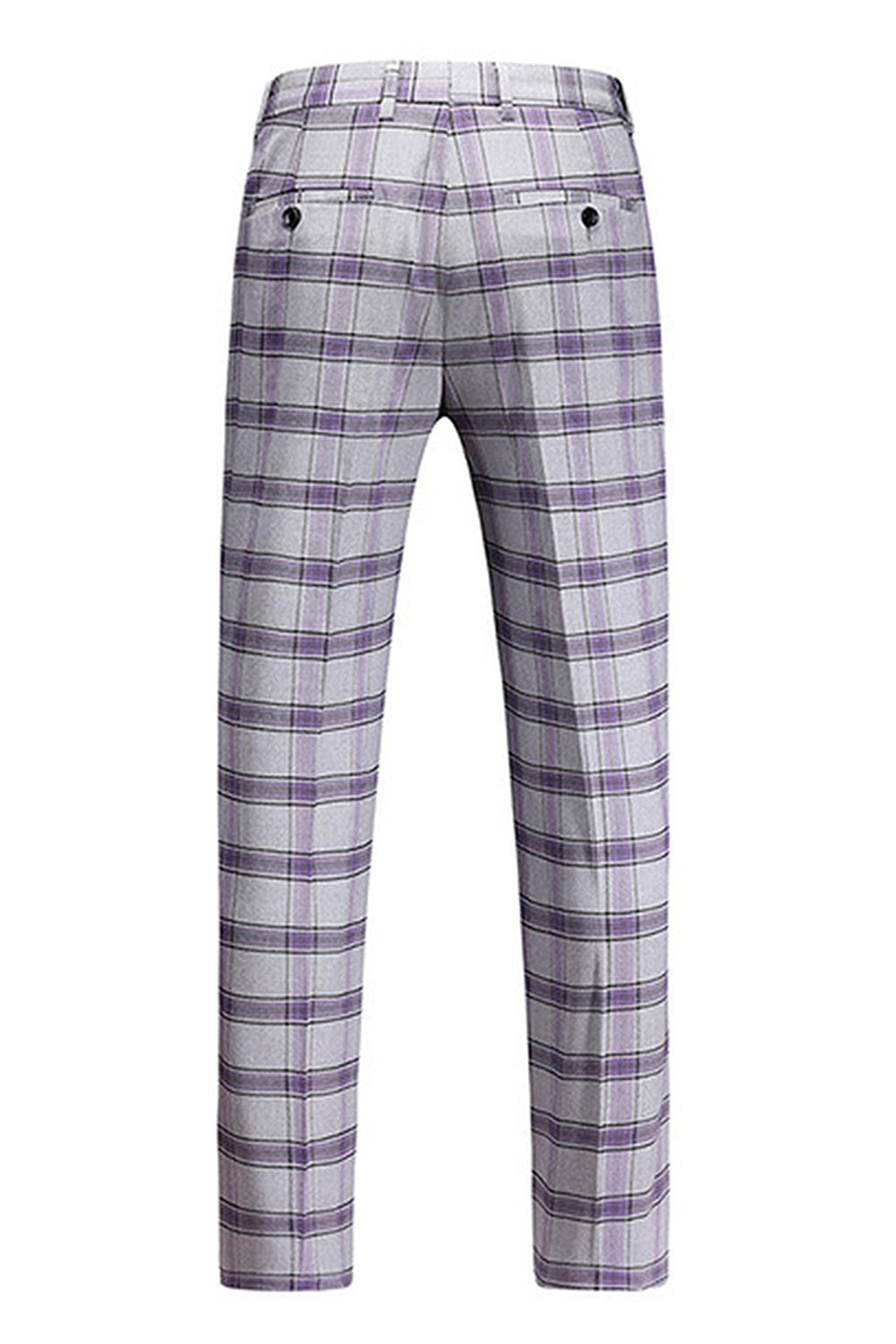 Trajes de fiesta para hombre con solapa de muesca a rayas púrpura grisáceo de 3 piezas