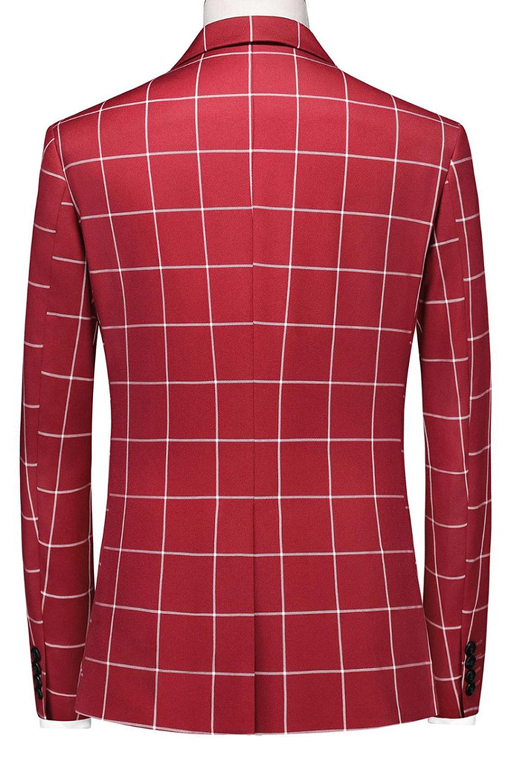 Solapa de pico a rayas rojas 3 piezas Trajes de fiesta para hombre