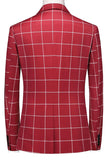Solapa de pico a rayas rojas 3 piezas Trajes de fiesta para hombre